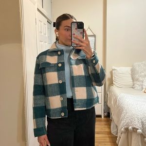 Checkered cropped jacket